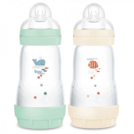 2 Biberons MAM anti-colique 260 ml menthe et coton