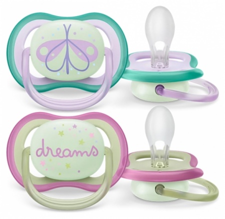 2 sucettes Ultra Air Nighttime  0-6 mois - Philips Avent