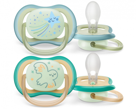 2 sucettes Ultra Air Nighttime  0-6 mois - Philips Avent