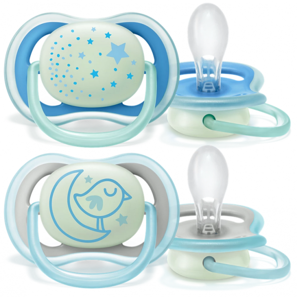 2 sucettes Ultra Air Nighttime 6-18 mois Bleu- Philips Avent