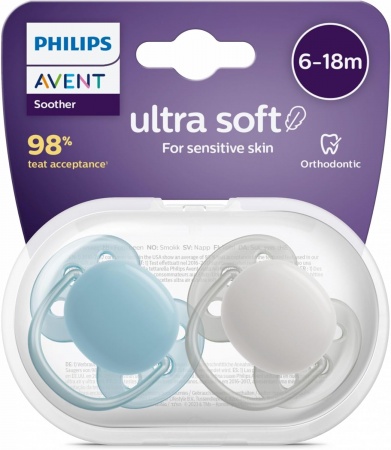 2 sucettes Ultra Douces 6-18 mois - Philips Avent