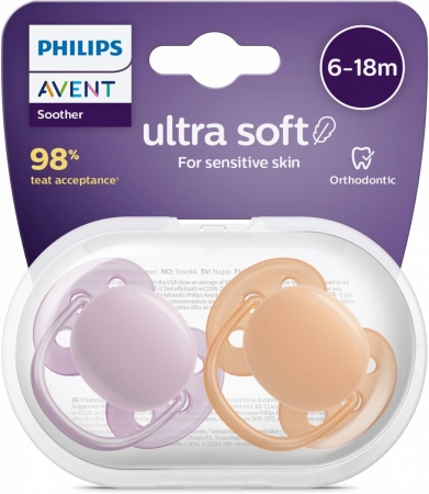 2 sucettes Ultra Douces 6-18 mois - Philips Avent