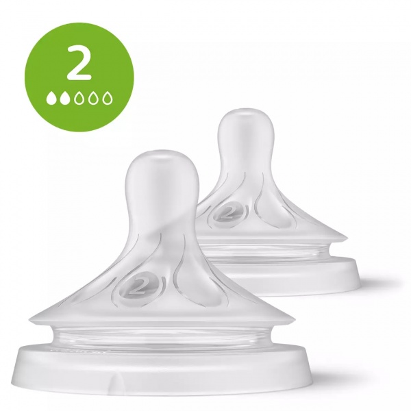 2 t�tines Philips Avent Natural D�bit 2 Lent