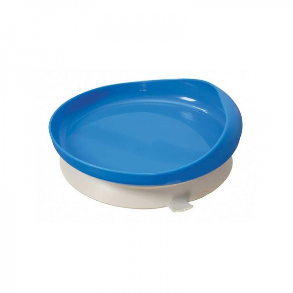 Assiette � rebord sur ventouse bleue