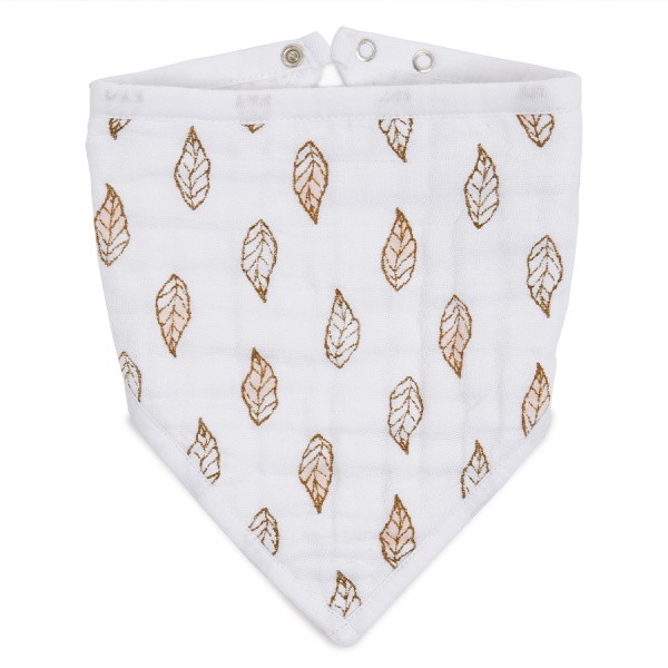 Bavoir Bandana en Mousseline Dahlias - Gold Leaf