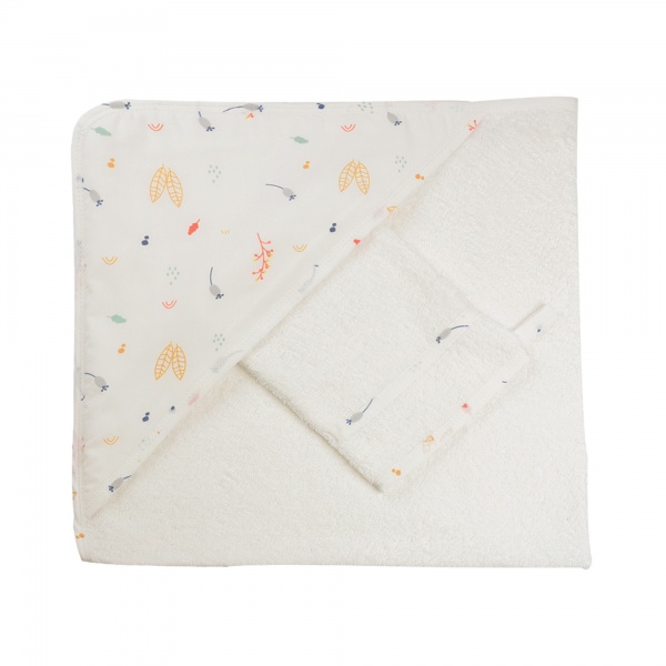 Cape de bain bebe et gant Cache-cache en for�t