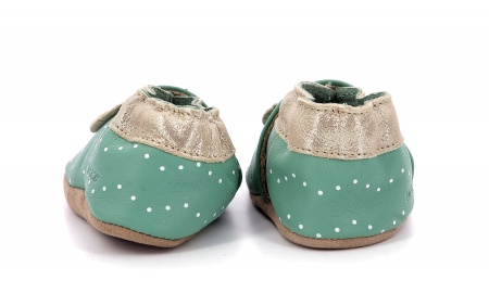 Chaussons cuir Robeez Baby Tiny Heart vert