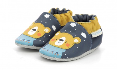 Chaussons cuir Robeez Snow Bear Bleu