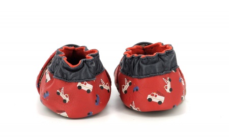 Chaussons cuir Robeez Super Cars rouge