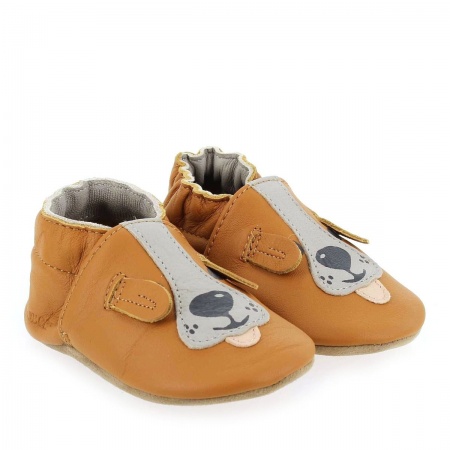Chaussons cuir Robeez Sweety Dog Camel