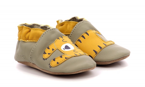 Chaussons cuir Robeez Tiger Nap Kaki