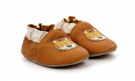 Chaussons cuir Robeez Tropical Tiger camel