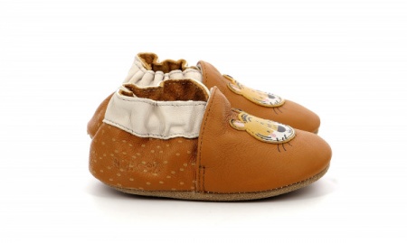 Chaussons cuir Robeez Tropical Tiger camel