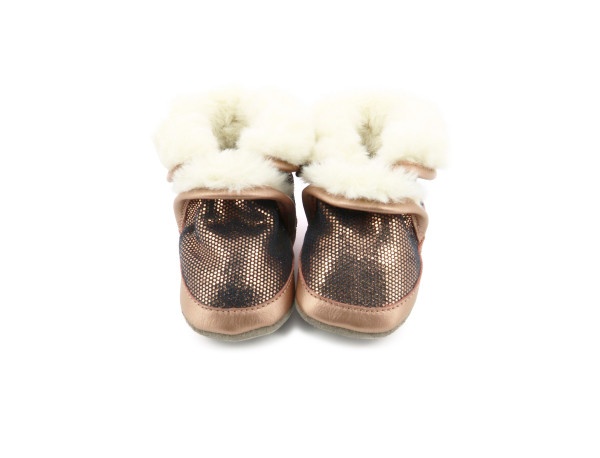 Chaussons fourr�s Cool Boot rose m�tal 0/6 mois