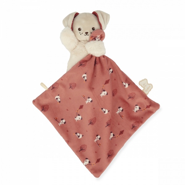 Doudou Carre Douceur Chien Brique