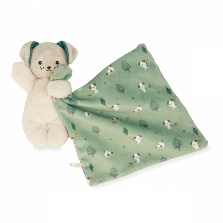 Doudou Carre Douceur Chien Vert