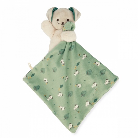 Doudou Carre Douceur Chien Vert