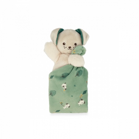 Doudou Carre Douceur Chien Vert