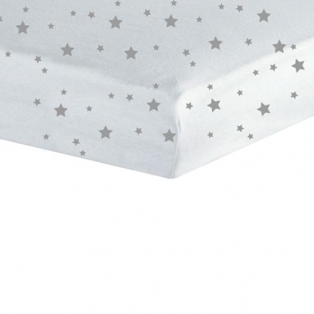 Drap housse 70x140 Blanc avec étoiles grises