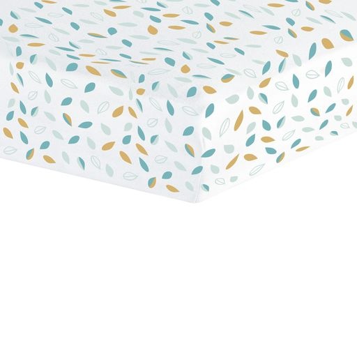 Drap housse 70x140 Blanc avec feuilles