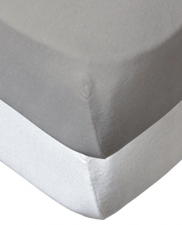 Drap Housse Baby Calin 60x120 cm x2 blanc et gris