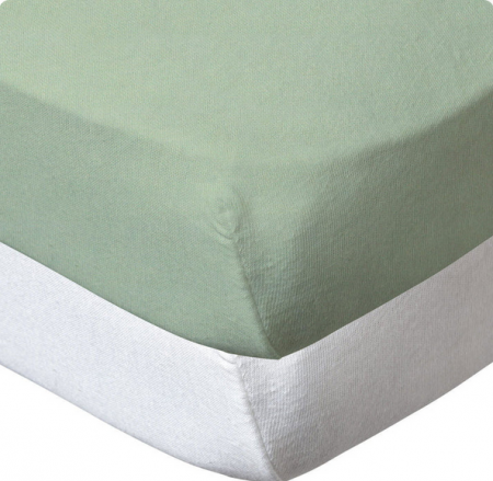 Drap Housse Baby Calin 60x120 cm x2 blanc et vert amande