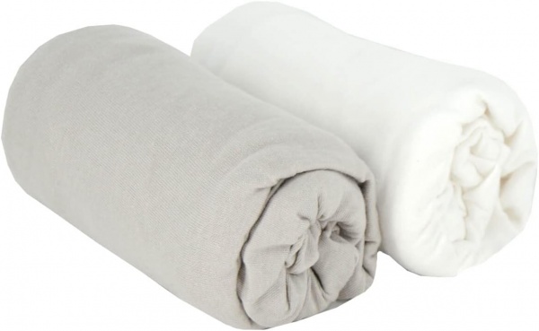 Drap Housse Baby Calin pour berceau x2 blanc et gris