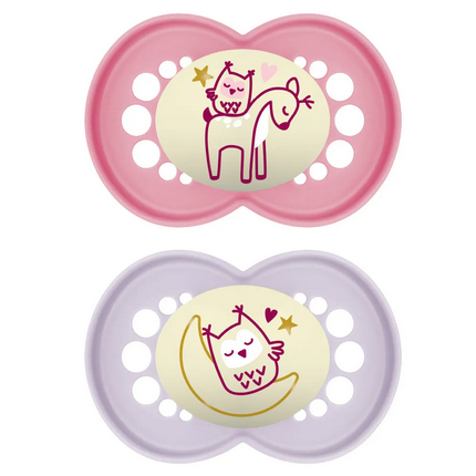 Lot de 2 Sucettes MAM Original Nuit 6 mois +