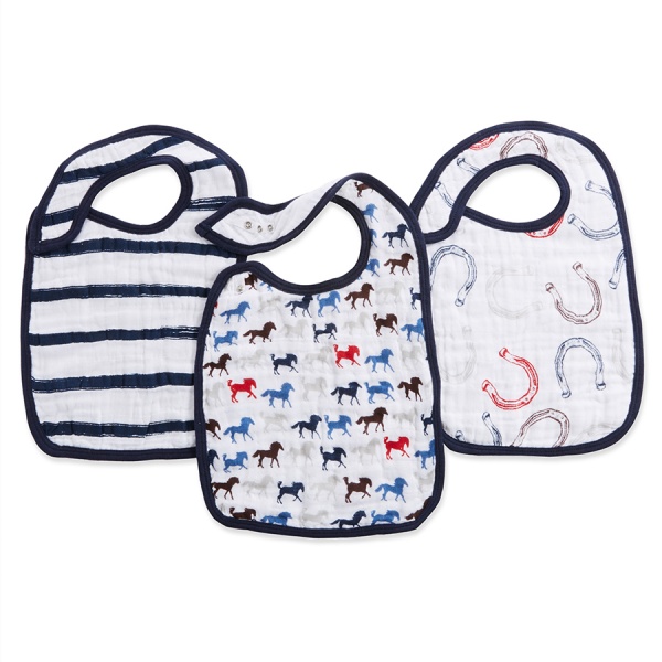 Lot de 3 Bavoirs � Boutons Pression Wild Horses