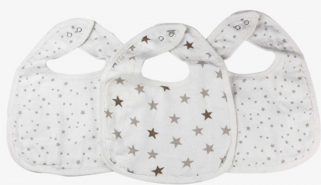 Lot de 3 bavoirs bébé en mousseline Etoile Trois Kilos Sept  