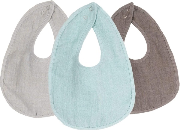 Lot de 3 Bavoirs B�b� en Mousseline Uni Trois Kilos Sept  