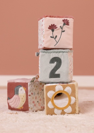 Lot de 4 cubes Tissu Flowers & Butterflies