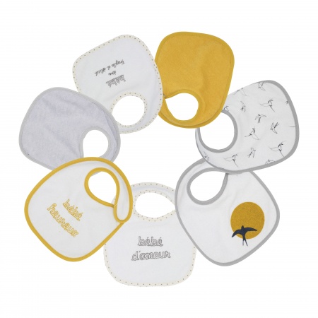 Lot de 7 Bavoirs Naissance Bébé d\'Amour