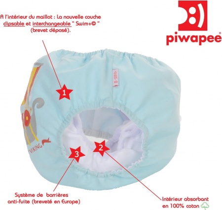 Maillot couche clipsable swim+  Petit Viking bleu ciel 4-8kg