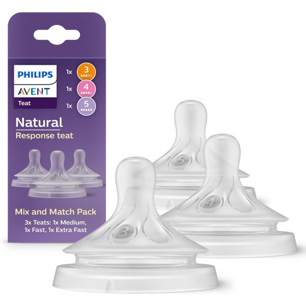 Pack de 3 t�tines Philips Avent Natural D�bit 3/4/5