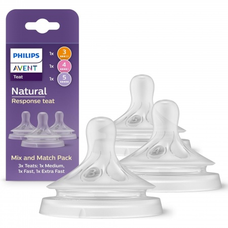 Pack de 3 tétines Philips Avent Natural Débit 3/4/5