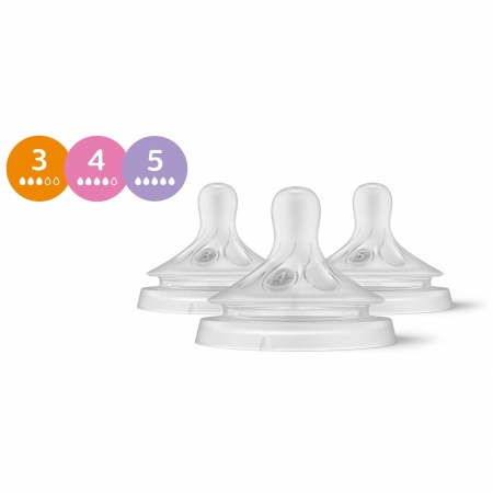 Pack de 3 tétines Philips Avent Natural Débit 3/4/5