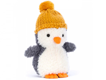 Peluche Jellycat Wee Pingouin avec Bonnet moutarde