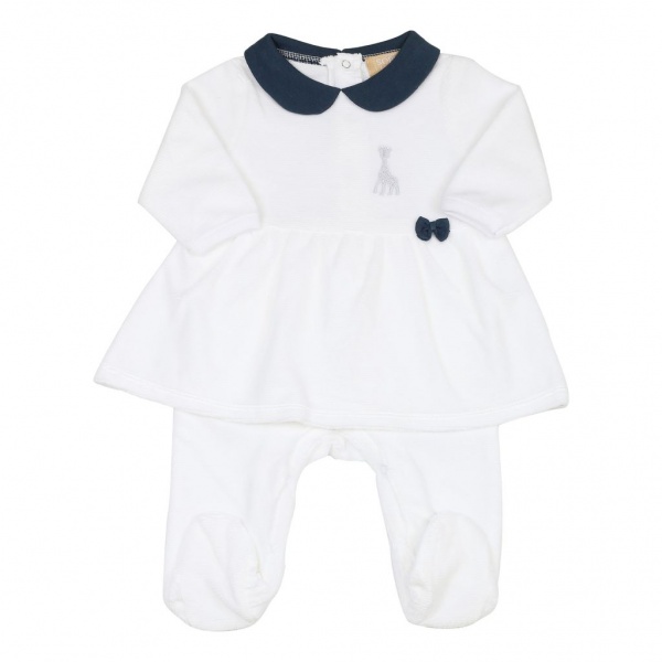 Pyjama Robe blanc � liseret bleu Sophie La Girafe