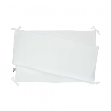 Tour de lit en velours c&ocirc;tel&eacute; &eacute;cru